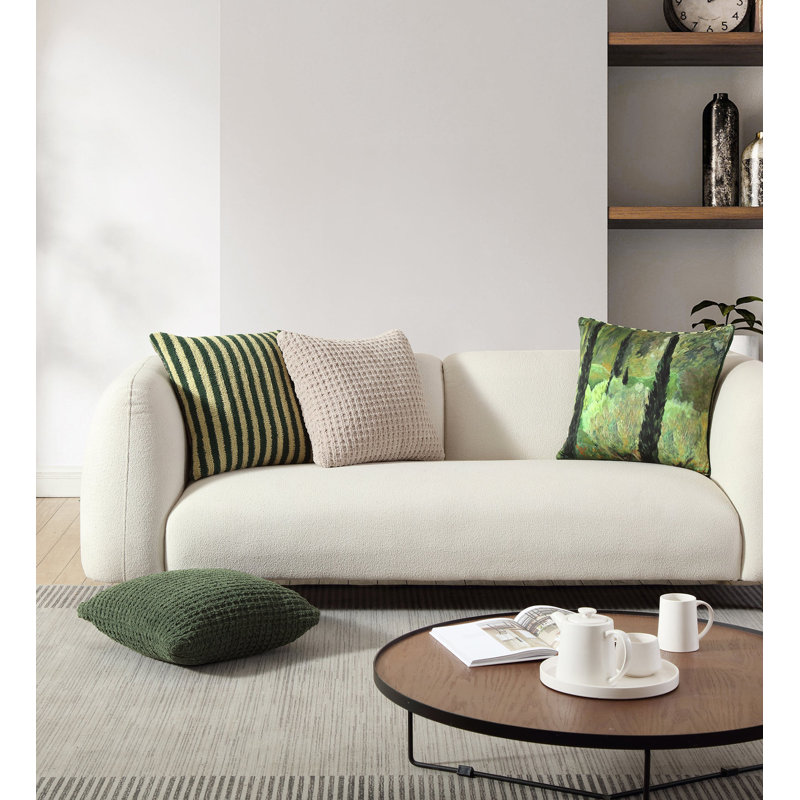 Jardin Green and Beige Striped Square Throw Pillow 20" x 20"