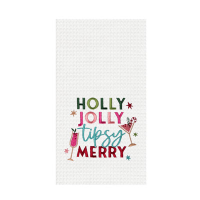 Serviette brodée Festly Holly Jolly