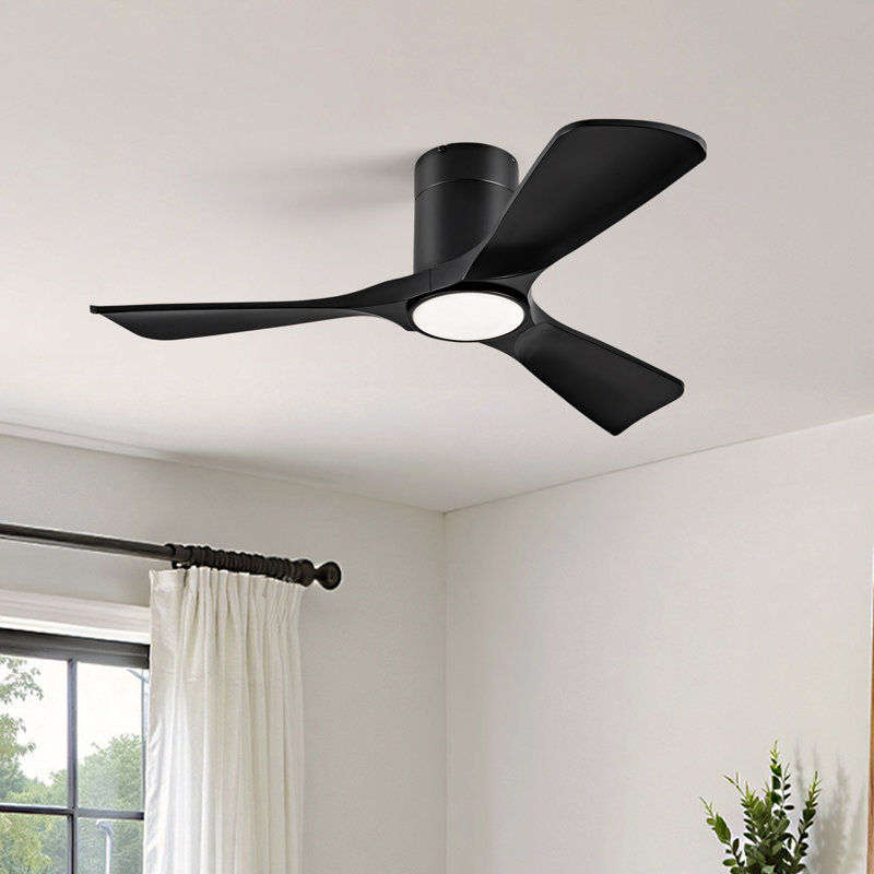 Ceiling Fan With Lights 42 Inch Flush Mount Ceiling Fan With Remote Control, ABS Blades Modern Outdoor Ceiling Fans For Bedroom/Farmhouse/Patio/Indoor, Quiet DC Motor