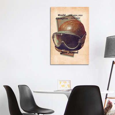 Juan Manuel Fangio''s Helmet Retro 1 Piece Wrapped Canvas Wall Art