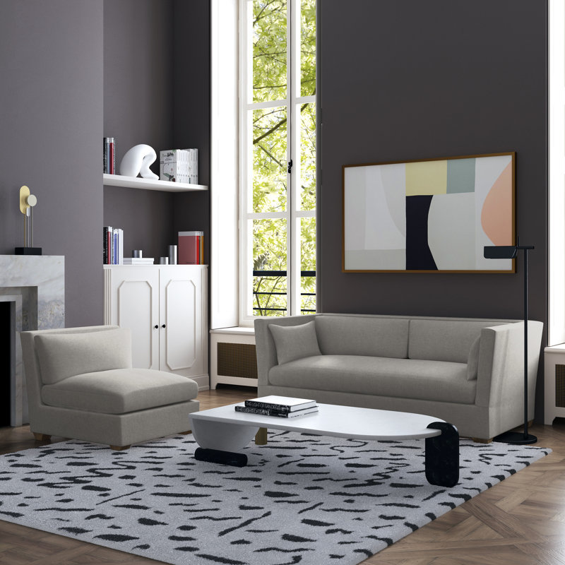 Rivington Flare Square Track-Arm Loveseat, 31" H x 72" W x 41" D, Plush Velvet Blanc, Dark Brown