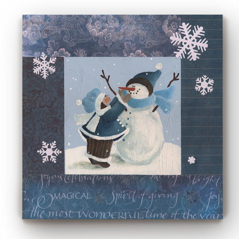 « magique bonhomme de neige », impression sur toile tendue, H 16 po x l 16 po x P 1 po