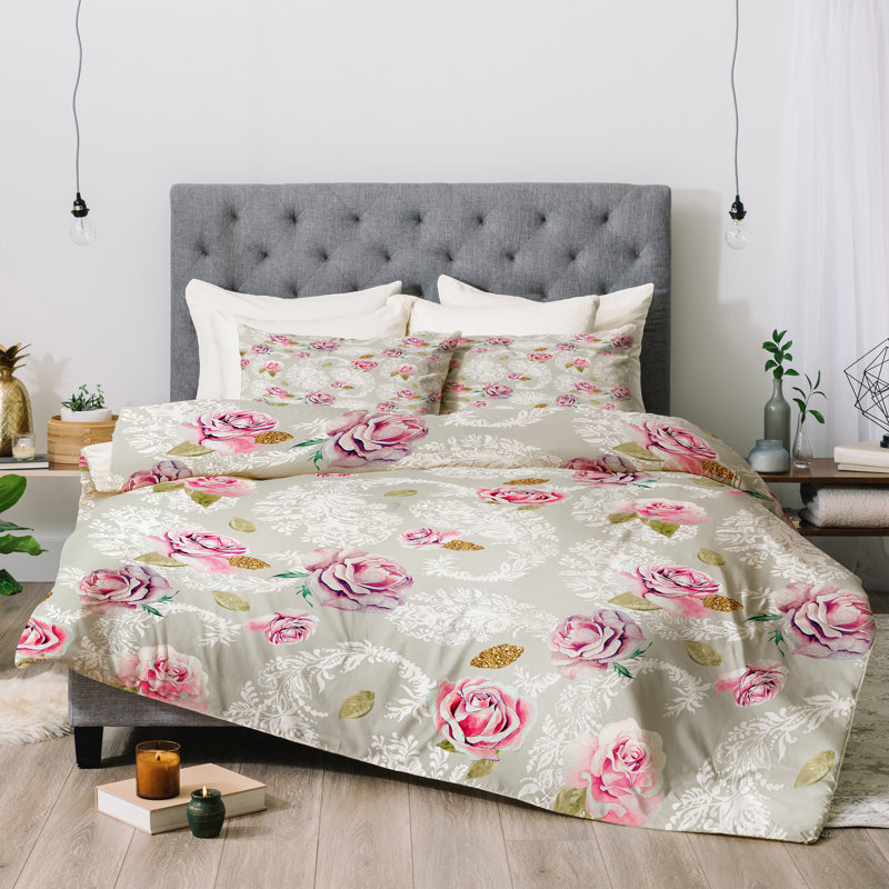 Modern & Contemporary Floral Comforter, Queen Comforter + 2 Standard Pillowcases
