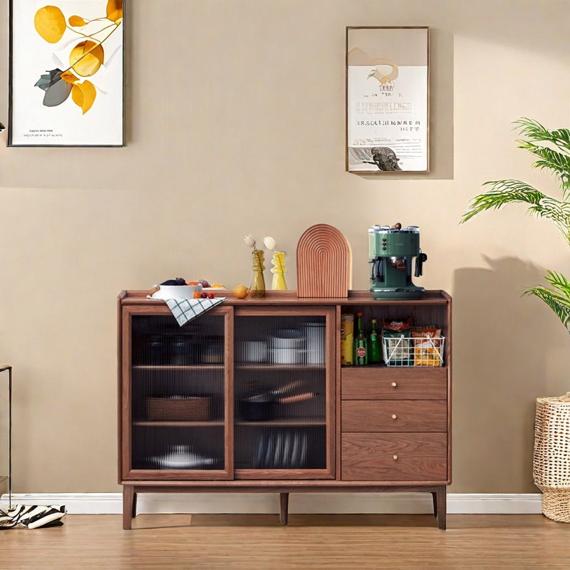 Modern Minimalist Sideboard Cabinet, Walnut