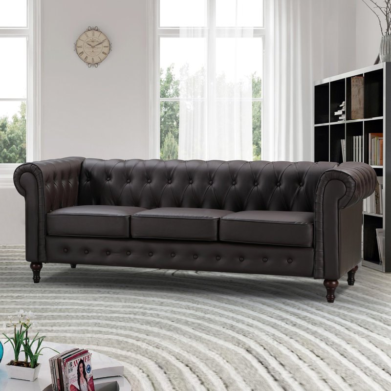 Schubert 3 Seater Faux Leather Sofa, Brown