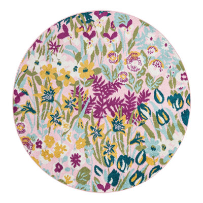Holle Floral Teal/Yellow/Purple/Pink Area Rug