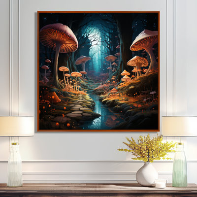 Mushroom Magic In Enchanted Forest - Abstract Landscape Wall Art Living Room