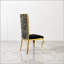 Chaise de salle à manger en velours noir avec dossier au design unique, ensemble de 2, pieds en acier inoxydable doré miroir