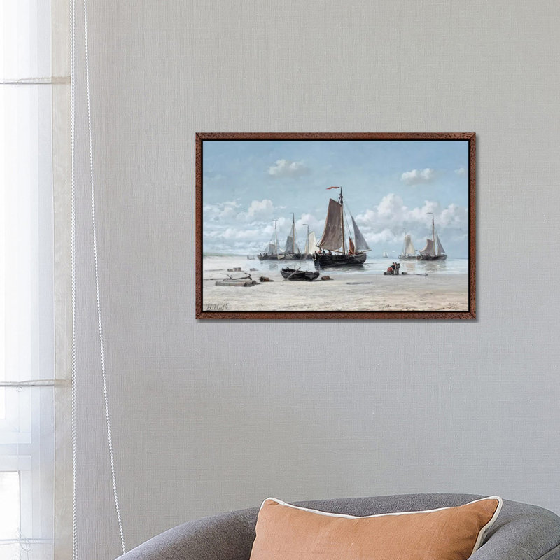 Fishing Vessels On The Beach, Zandvoort by Hendrik Hulk - Gallery-Wrapped Canvas Giclée on Canvas, Classic Wood Framed