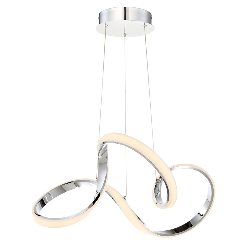 Luminaire suspendu géométrique à DEL 1 lumière Cissna, Chrome