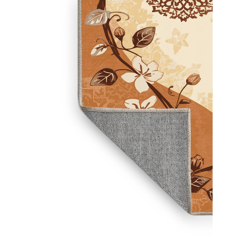 Machine Washable Paesyn Jasmine Bohemian Moroccan Rug in Beige – Beige Binding, 2x5