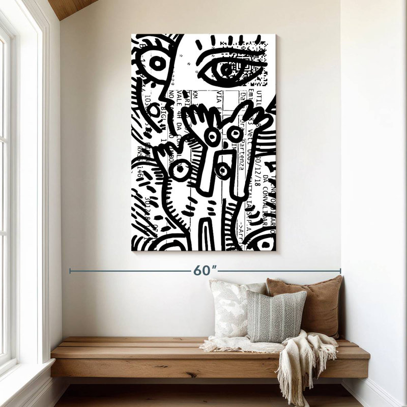 Ashelle graffiti noir et blanc italien, H 48 po x l 32 po