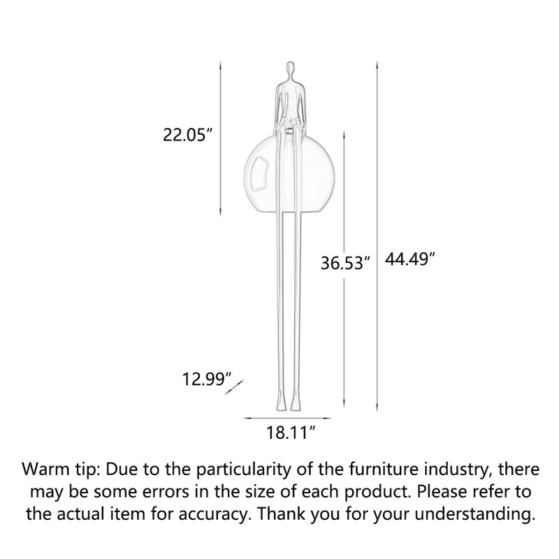 Electroplated Minimalist Fiberglass Long-Legged Figure Sculpture Decoration Item, Blue/Red