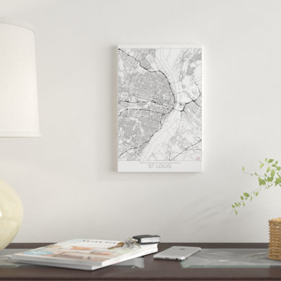 « st. louis minimal urban blueprint map », reproduction d’impression sur toile