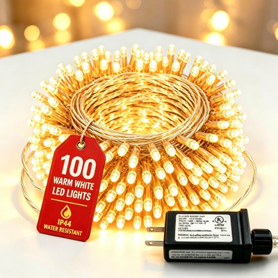  100 LED 33FT String Lights Indoor Outdoor Clear Wire, Connectable Warm White Christmas String Lights for Bedroom, 33 Ft Twinkle Fairy Light Plug in for Wedding Party Home Tree Yard Patio Spring Decor