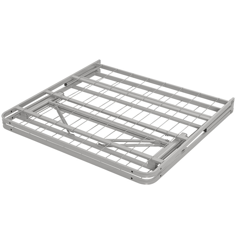 Horizon Twin Gray Stainless Steel Metal Bed Frame with Slats