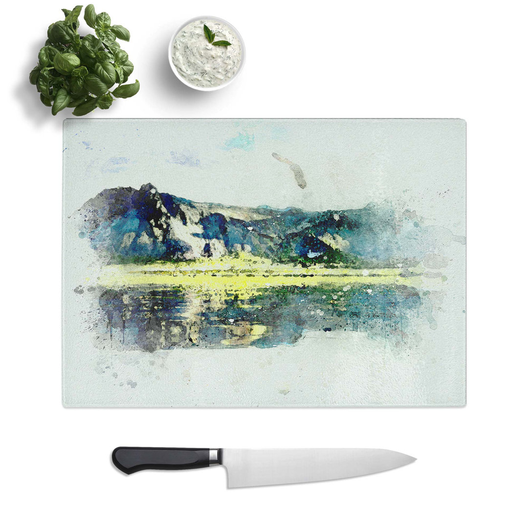 Glass Eagle Flying Above New Zealand in Abstract Chopping Board