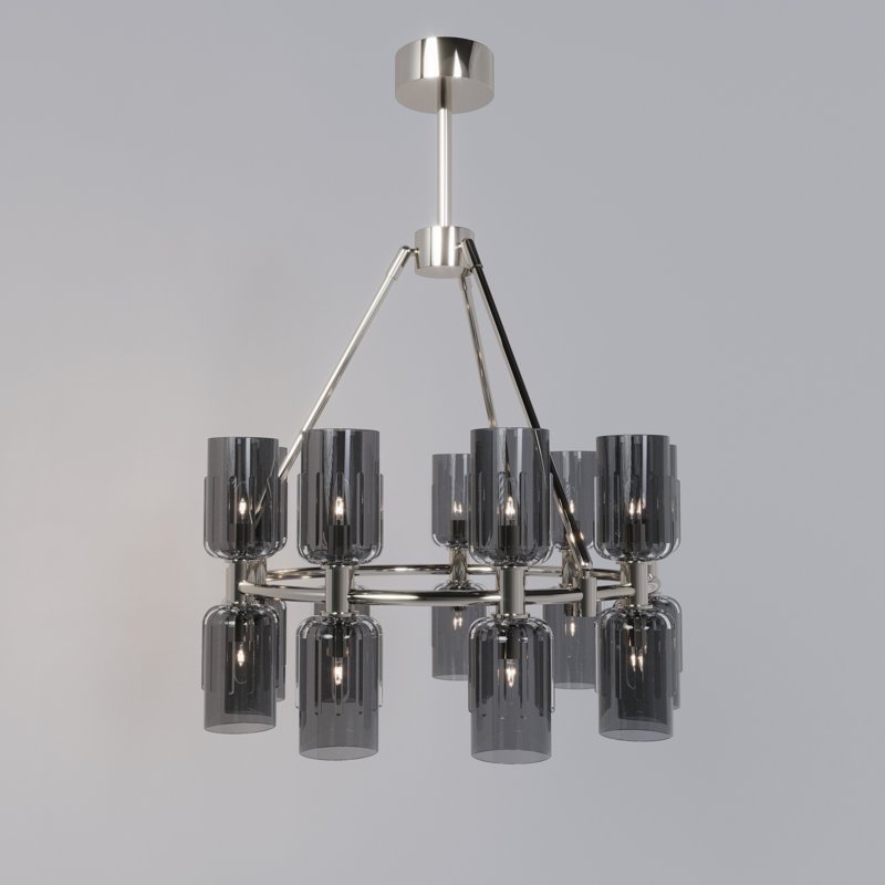 Escalade Chandelier, Polished Nickel, 24" H x 23" W x 23" D