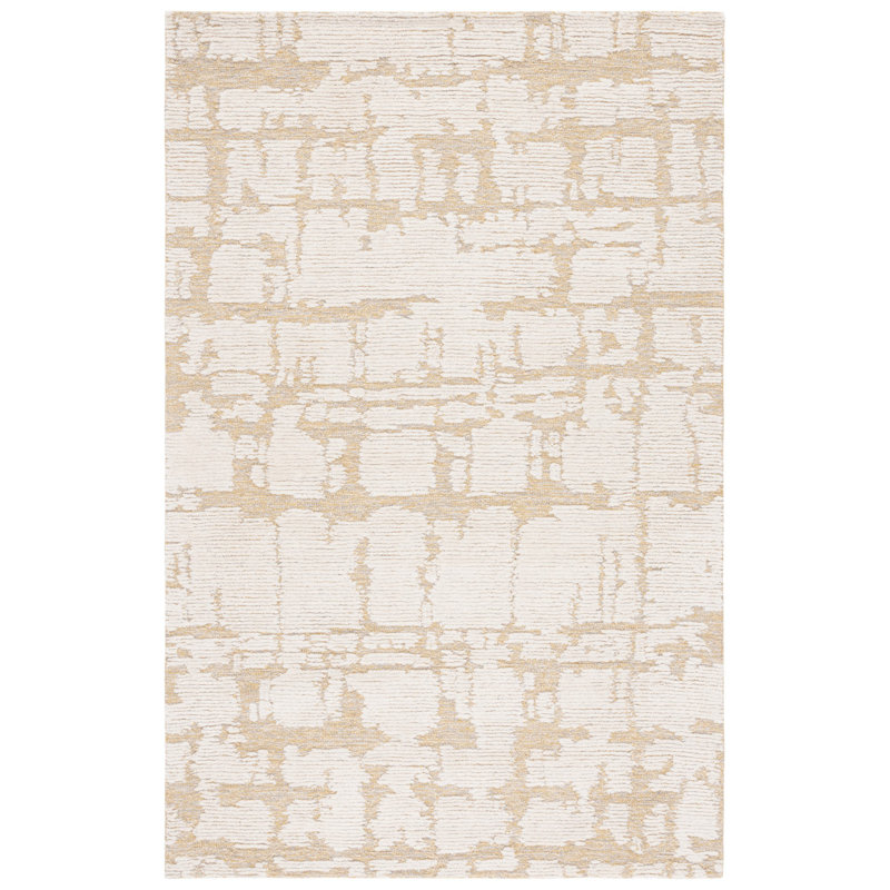 Hand-Tufted Gold and Ivory Wool 8' x 10' Area Rug