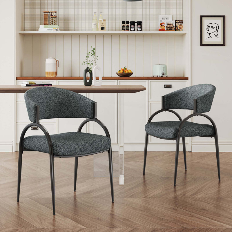 Chaises de salle à manger rembourrées avec pieds en métal, ensemble de 2