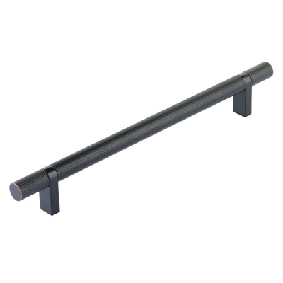 Emtek Select Cabinet Pull 6" C-C,  Rectangular Bar Stem, Knurled Bar