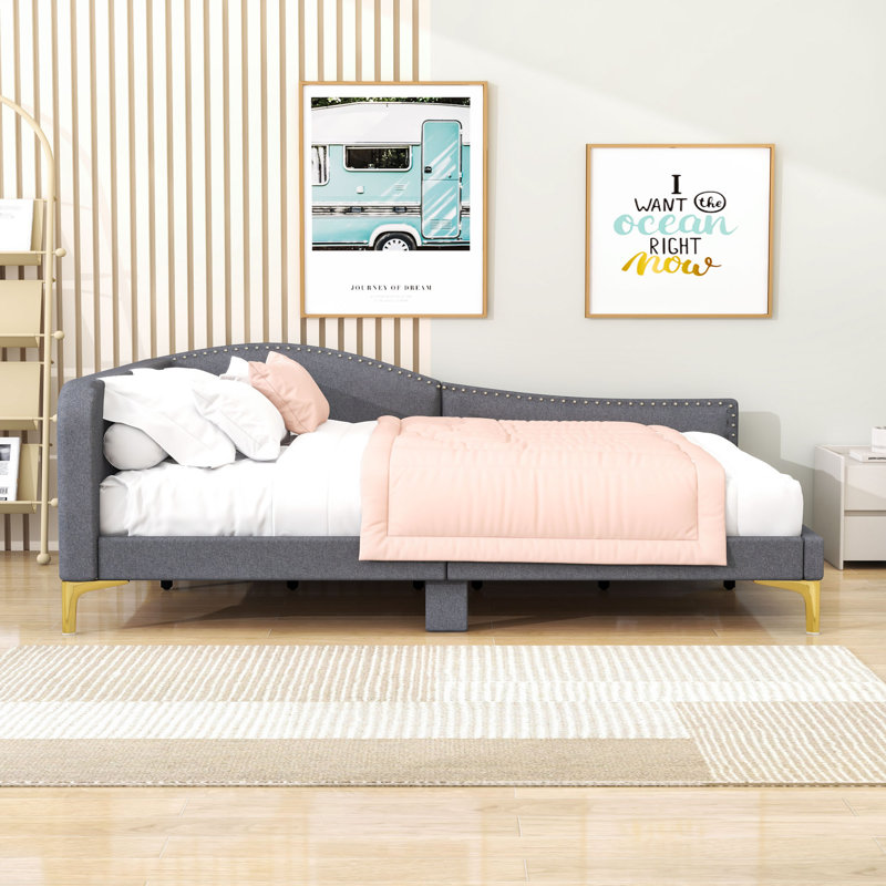 Upholstered Daybed with Elegant Design and Sturdy Frame, Gray, Full