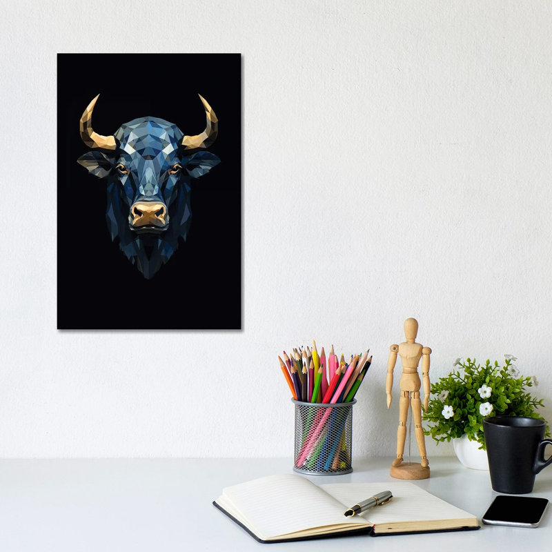Poly Art Bull - reproduction d'art murale - toile tendue