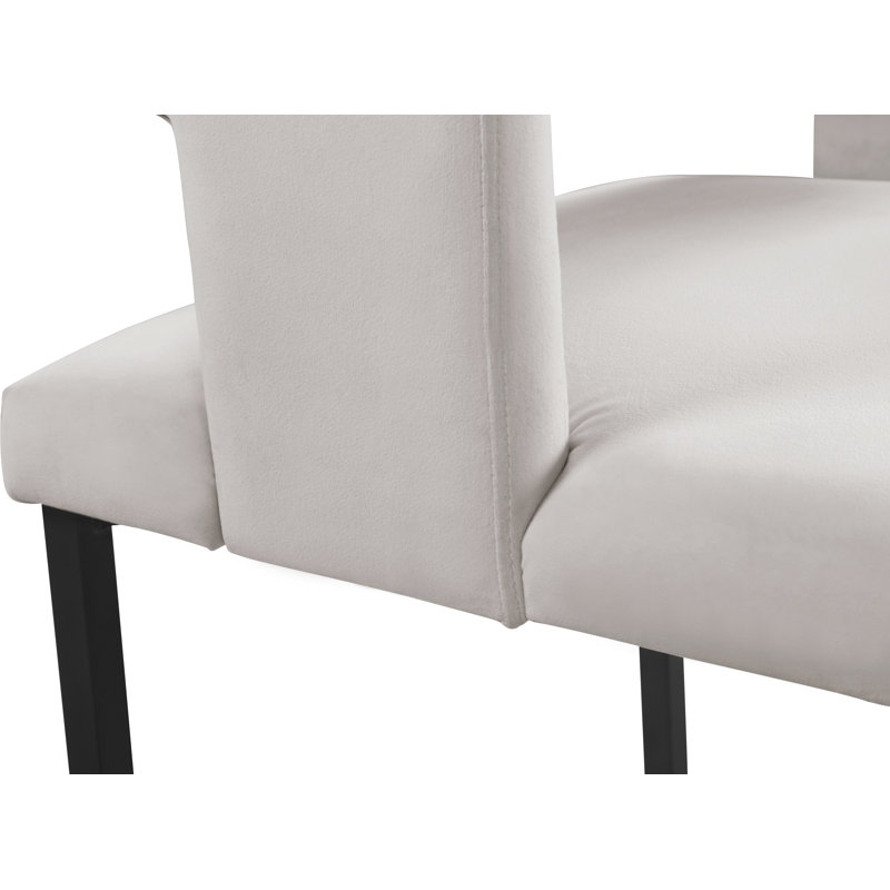 Fauteuil en velours Caleb, Noir mat, Velours crème