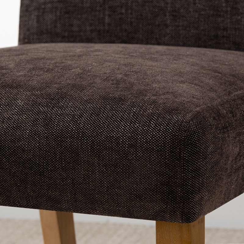 Chaise de salle à manger rembourrée en lin 18,5 po (ensemble de 8), Fabric Brown
