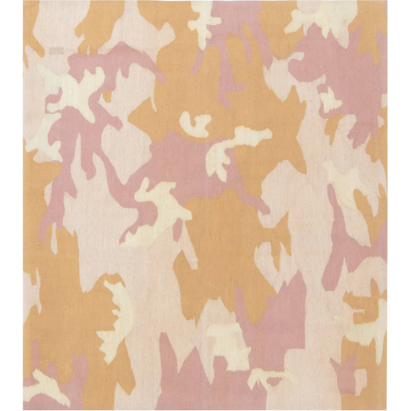 Tapis beige / or / rose moderne de haute qualité 4 pi x 4 pi Aubusson