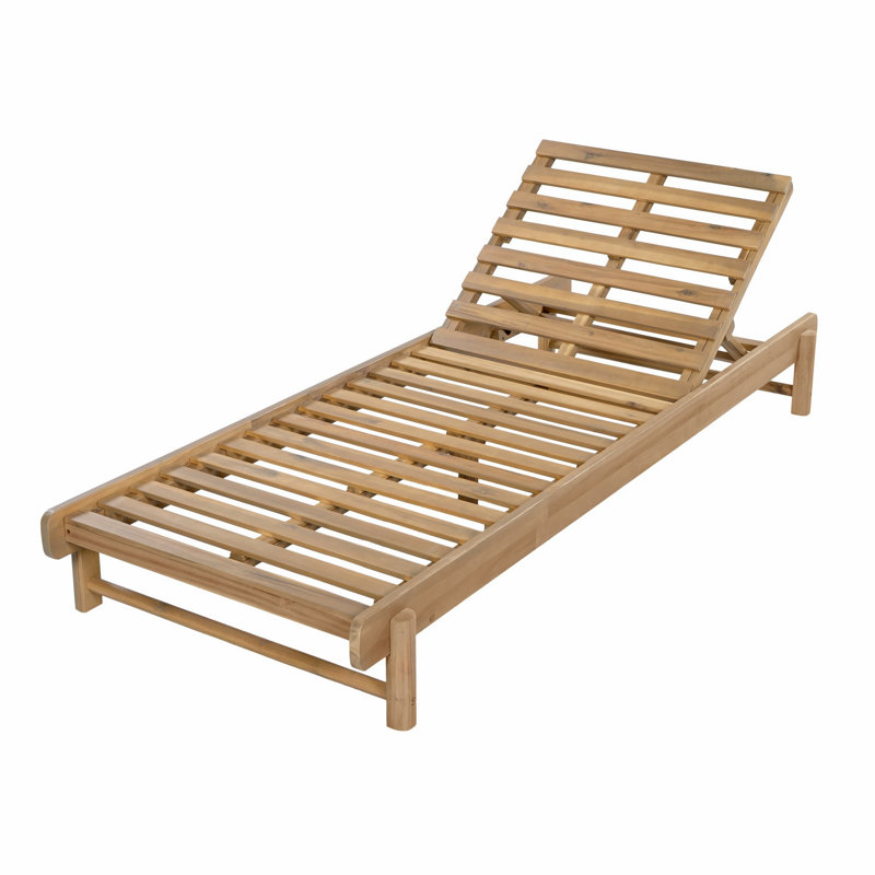 Structure de chaise longue en bois d'acacia, dossier inclinable extérieur réglable à 3 positions pour le patio près de la piscine