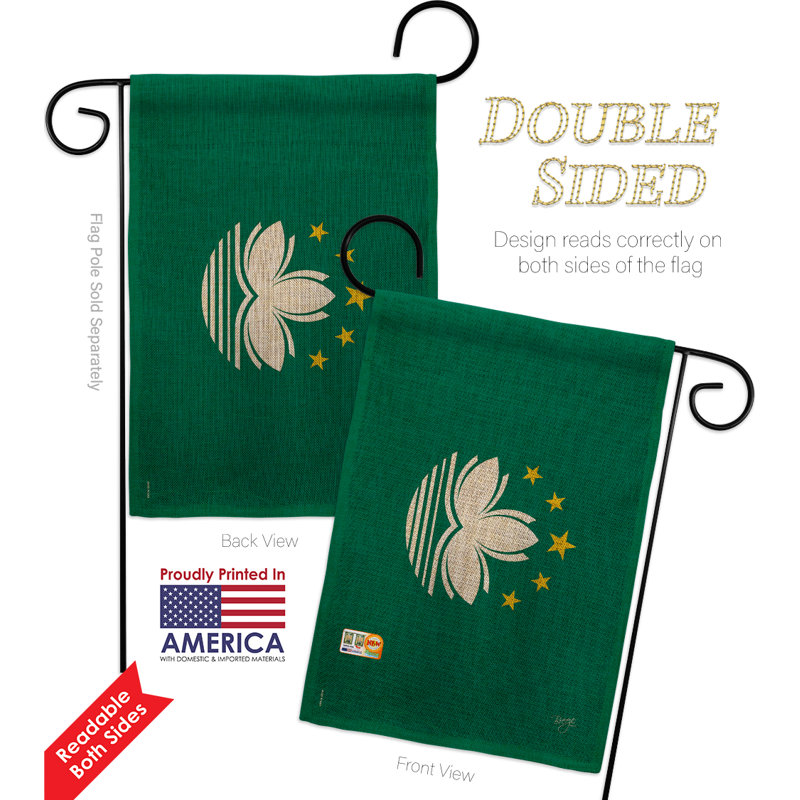 Polyester 2 côtés 18,5 x 13 po macao drapeau de jardin