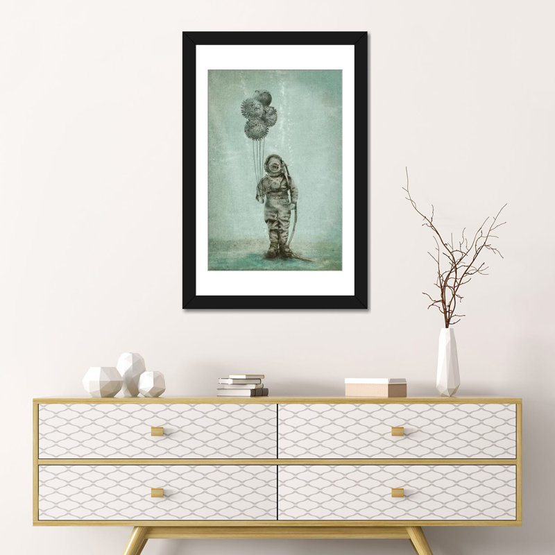 « balloon fish », impression sur toile, H 32 po x l 24 po x P 1 po, Papier d'art encadré noir, Blanc