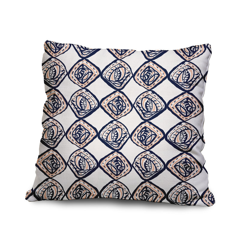 Housse de coussin en coton rectangulaire et insert, 20 po X 20 po, Bleu marine / Orange
