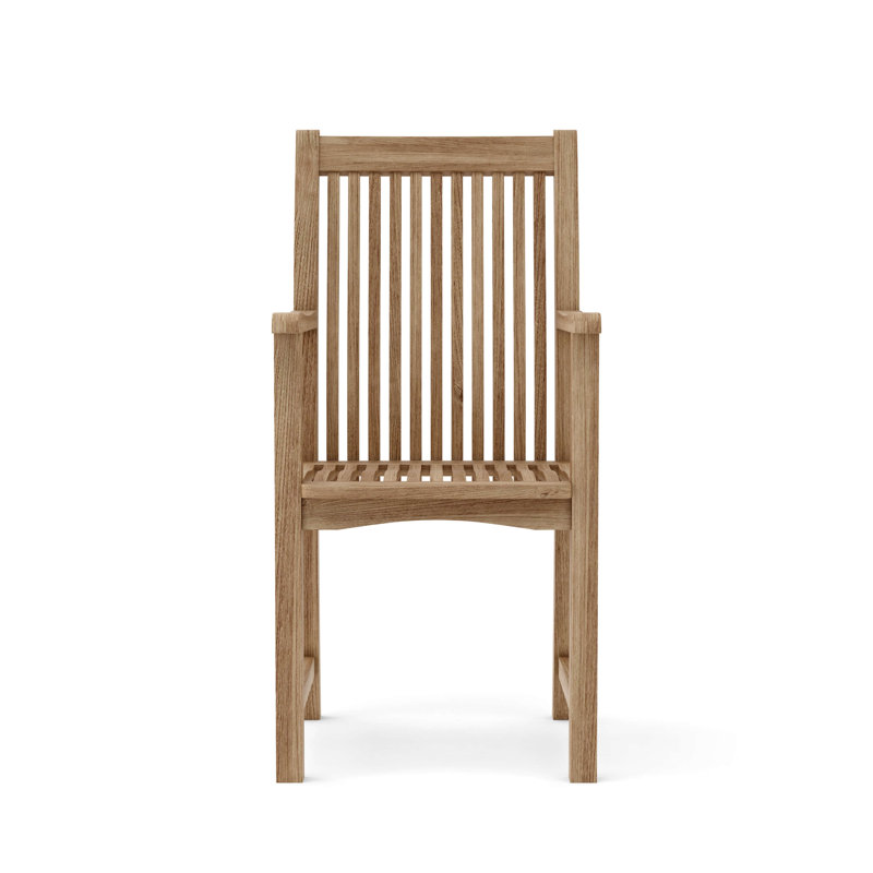 Chicago Teak Outdoor Dining Armchair with Slatted Back