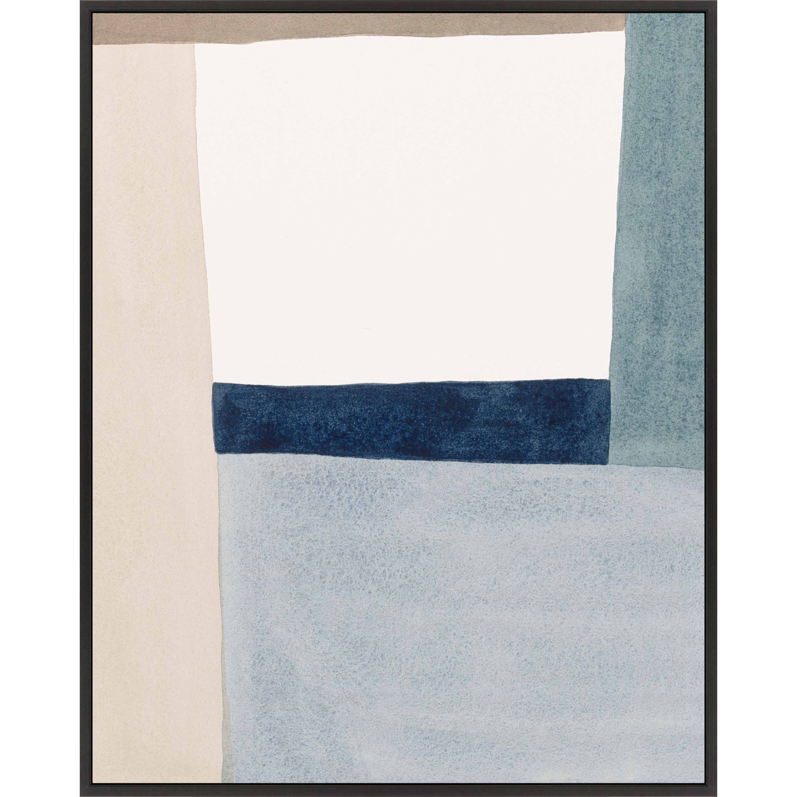 Composition In Blue 2 by Julia Balfour, Black Framed Canvas, 30" H x 24" W x 1.38" D