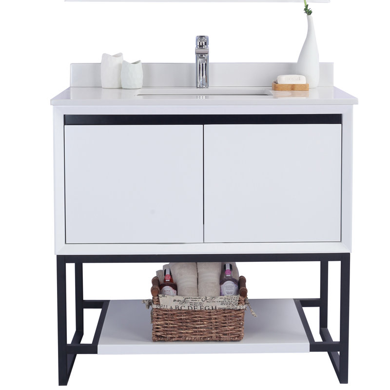 Ensemble de meuble-lavabo simple 36 po Riey, LXDV1126, Blanc