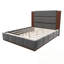 Base de lit tapissier grand format avec tête de lit en bois-294680271