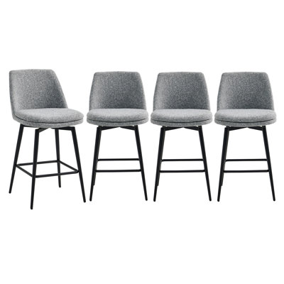 Betzalel Swivel Upholstered Counter Stool with Iron Frame