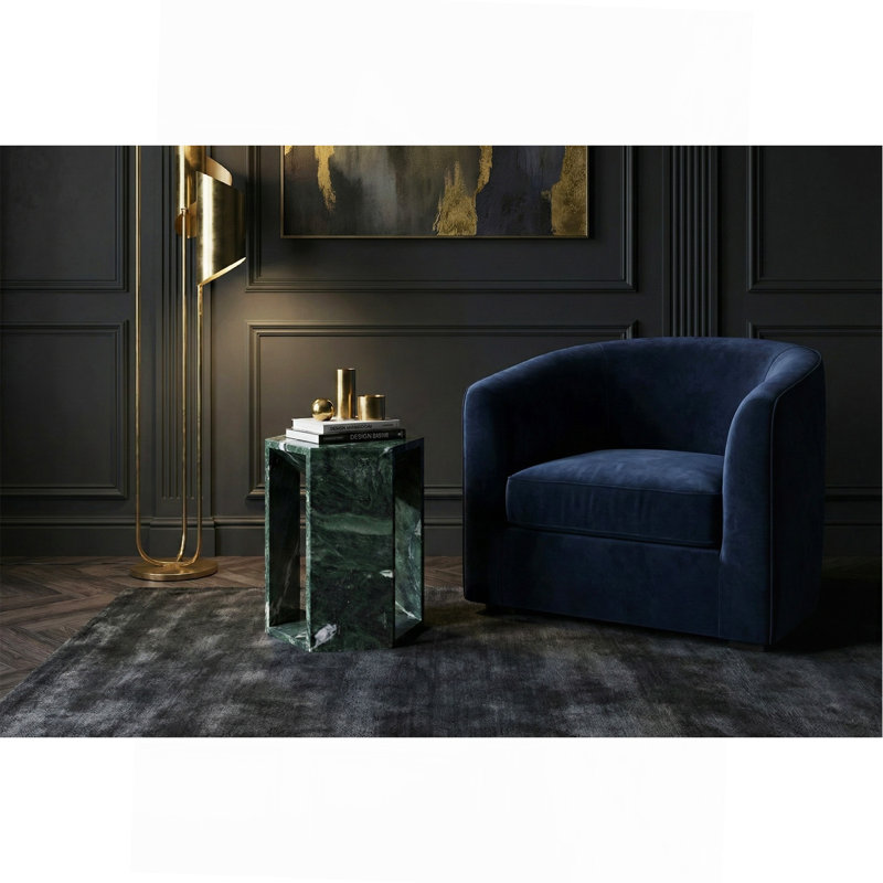Table d'appoint luxueuse en marbre naturel vert luxueux, table de bout hexagonale de 16 cm de long avec finition polie, socle en pierre vert diamant et table de chevet moderne pour le salon (40 cm x 32 cm)