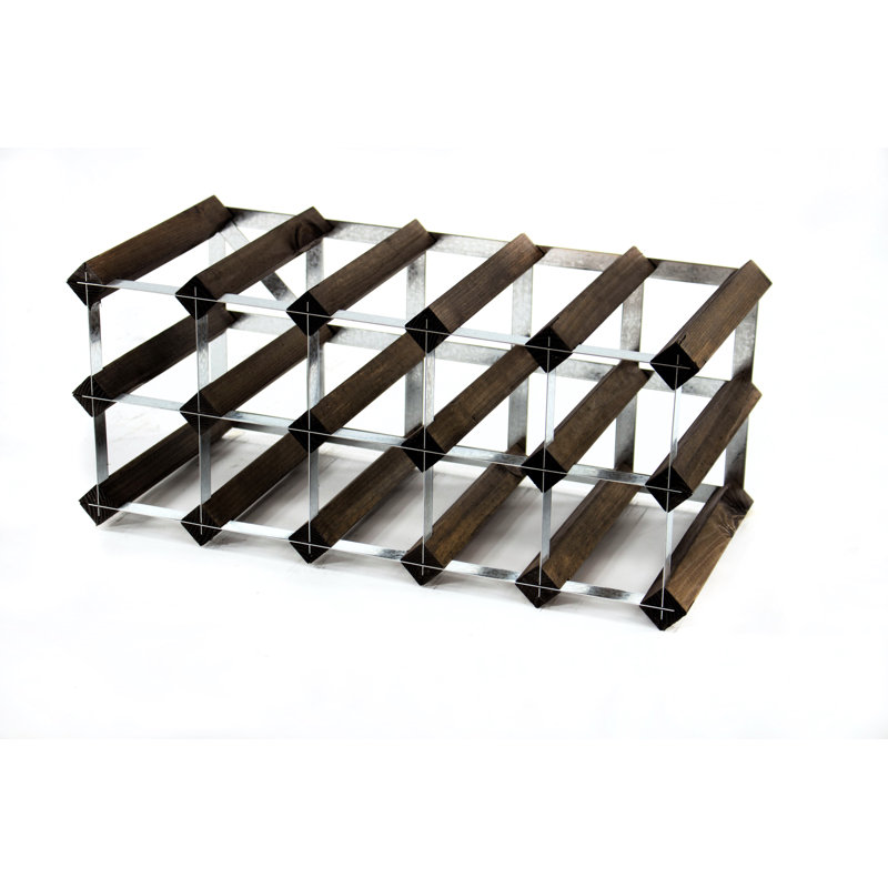 Olivieri 15 Bottle Floor Wine Bottle Rack, Dark Oak