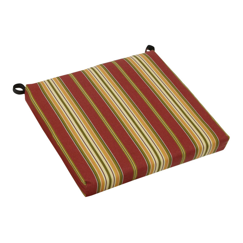 Outdoor 3'' Seat Cushion, Kingsley Stripe Ruby, 20" W x 19" D