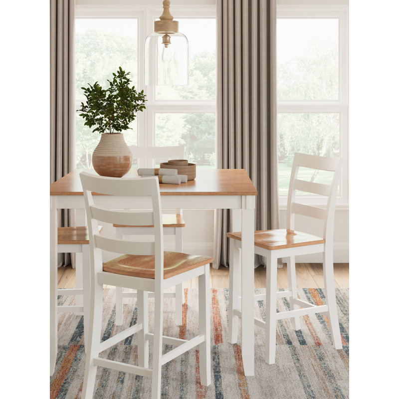 Malkin Counter Height Dining Table And 4 Barstools, Set Of 5, White