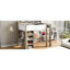 Lit mezzanine double en bois blanc et naturel, avec bureau de travail à tablette intégrée, tablettes de rangement élégantes et sécuritaires, tringle à vêtements, bureau et finition, convenant à la vie pratique des étudiants-791977922