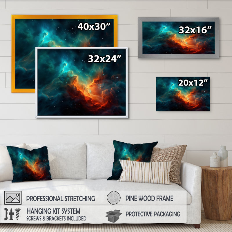Revolution Space VI sur impression sur toile, Cadre d'angle fermé noir, H 12 po x l 20 po x P 1 po