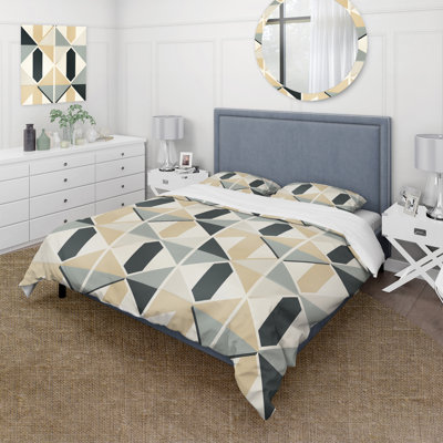 Aliz Neutral Space I - Damask Duvet Cover Set - Microfiber Polyester