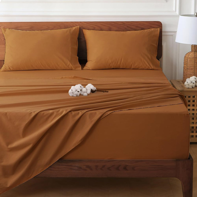 Hyprest 100% Cotton Floral Sheet Set with 18"–24" Extra Deep Pocket, King Sheet Set with 4 additional pieces, Brown