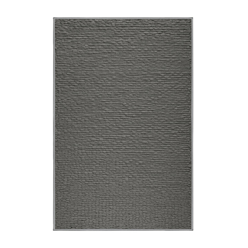 Machine Washable Solid Gray Area Rug