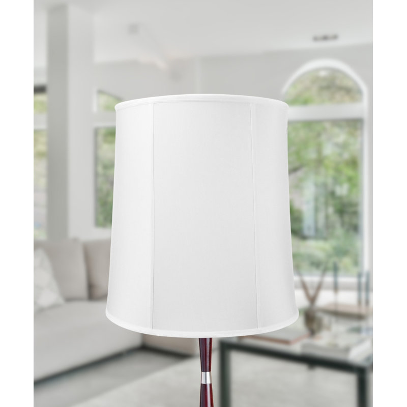 Abat-jour tambour en soie / shantung (araignée) H 19 po x l 18 po en blanc