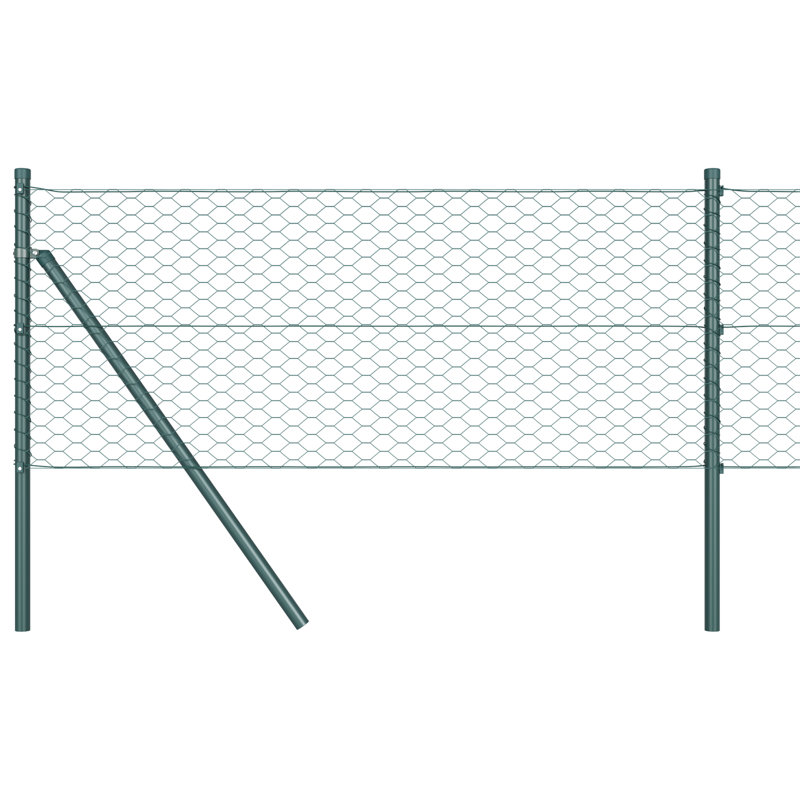 Vidaxl Hexagon Fence Galvanised Steel, 40cm H x 1000cm W, Green